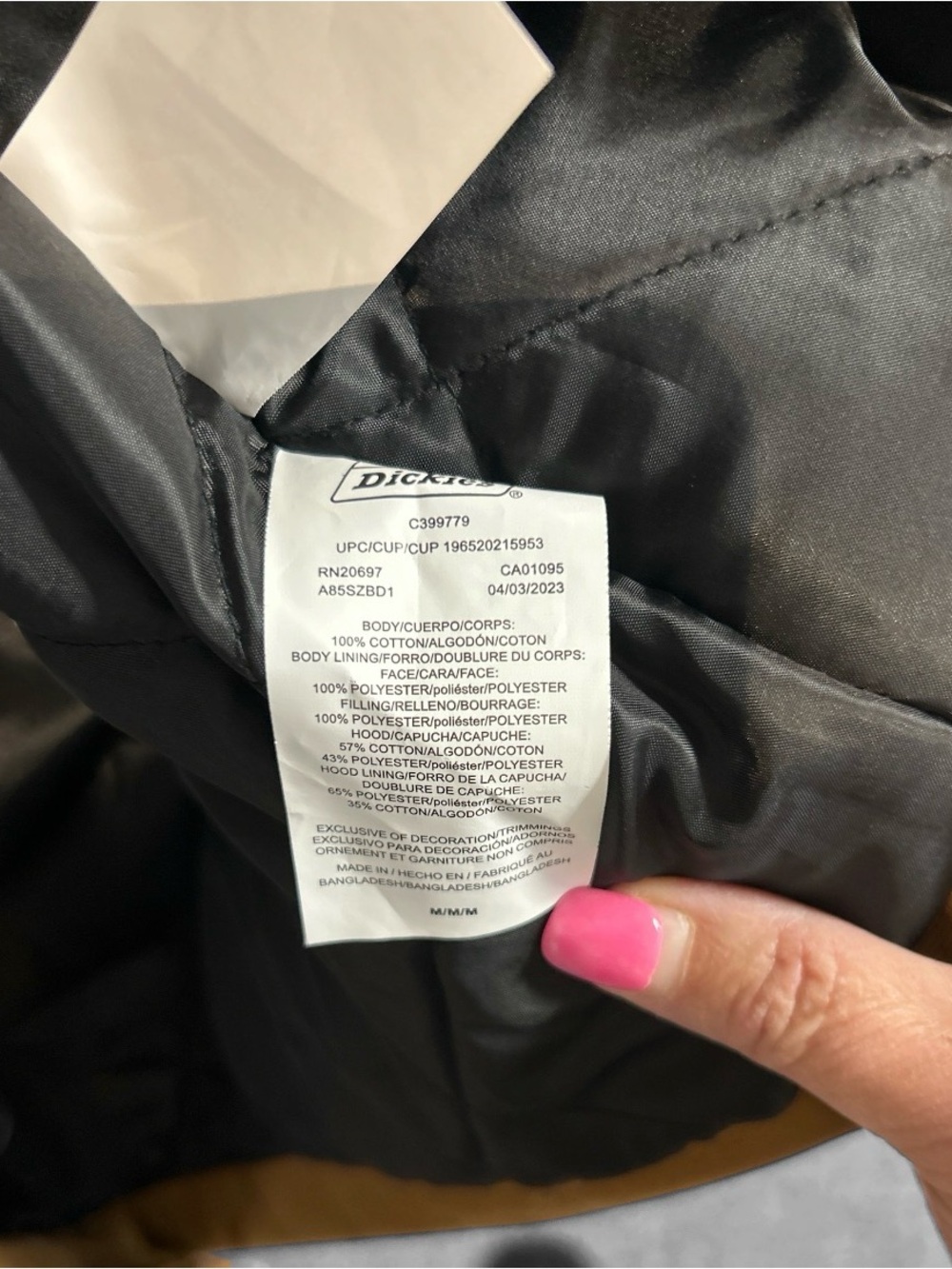 Dickies Brown Jacket with Grey Hood - Picture 5 of 5